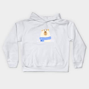 Bear and blue snow Kids Hoodie